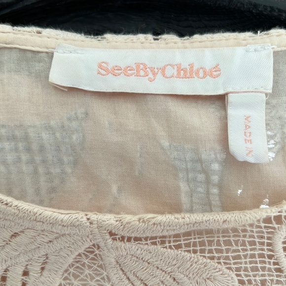 See by Chloe | Guipure lace and Cotton Mini Dress Sz 44 - Picture 3 of 7